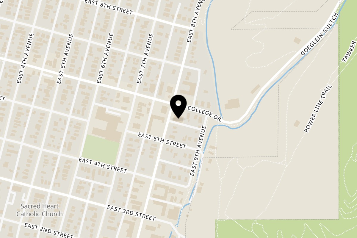 Map showing the location of Rupert's Durango on 810 E College Dr in Durango